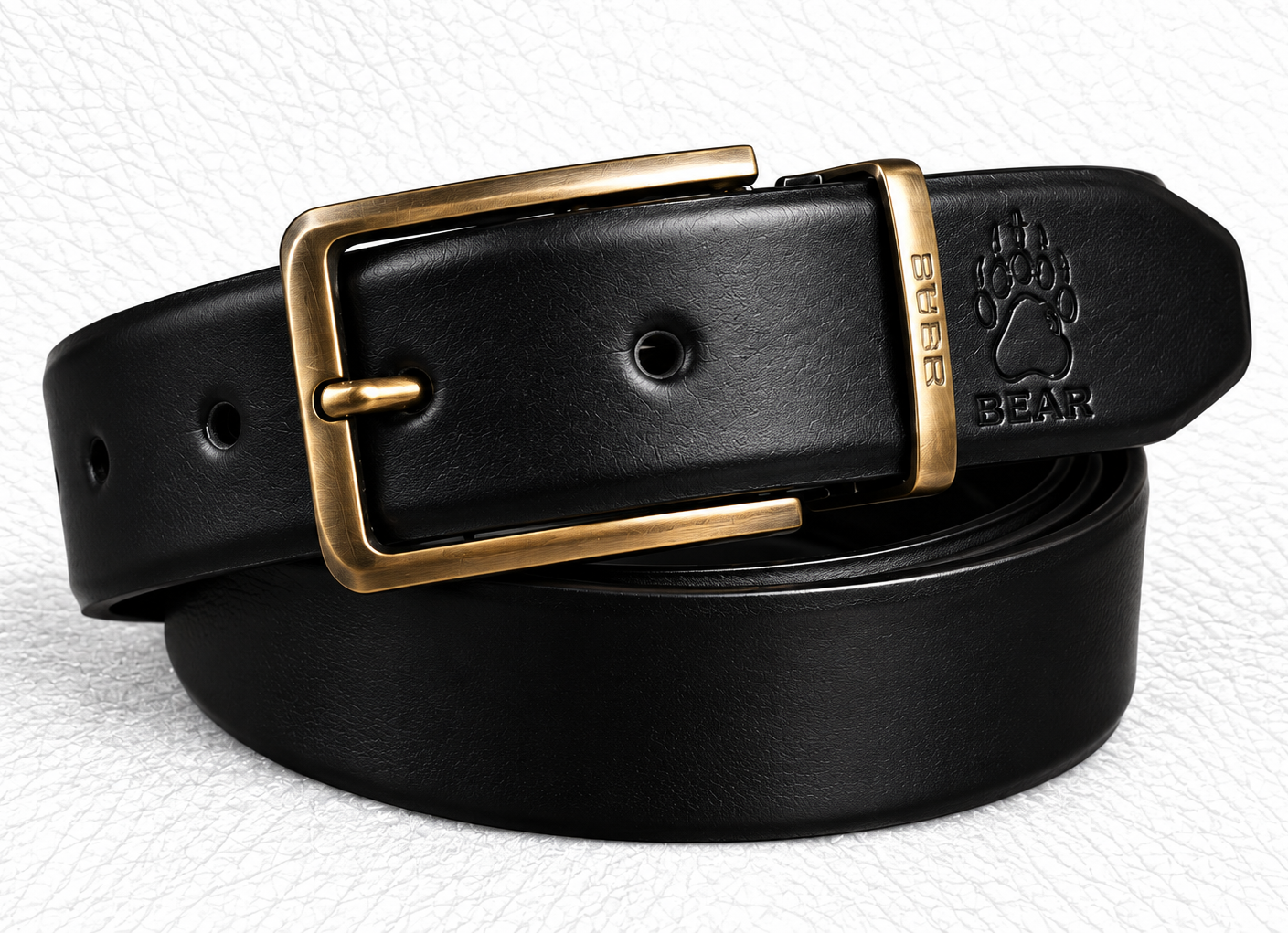BR-1009 A BEAR Reversible Leather Belt – Black/Navy Blue - Image 1