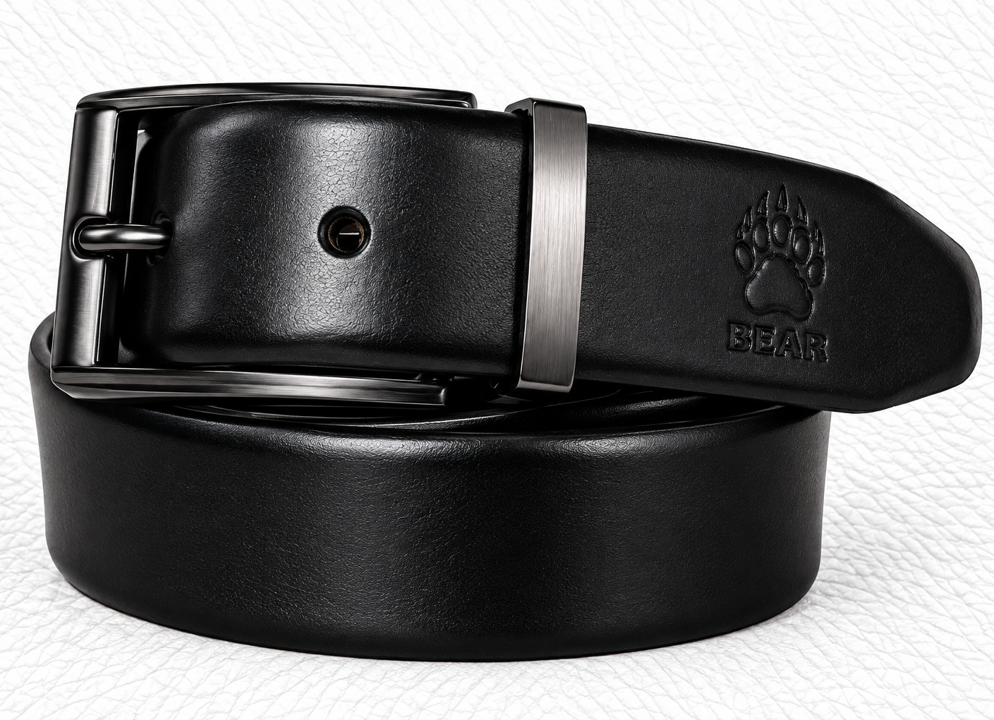 BR-1014 A BEAR Reversible Leather Belt – Black/Brown - Image 1