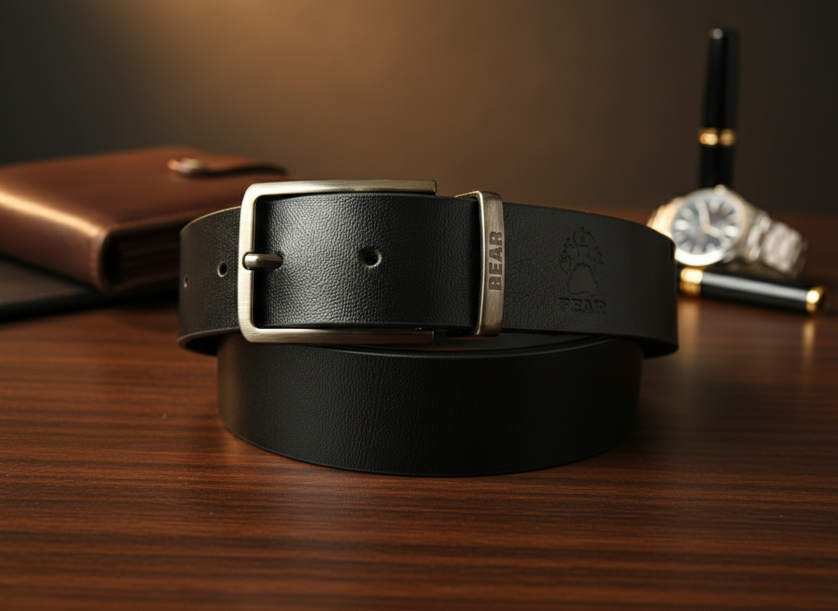 unwatermarked_A1001 BEAR Reversible Leather Belt – Black/Brown - Image 1