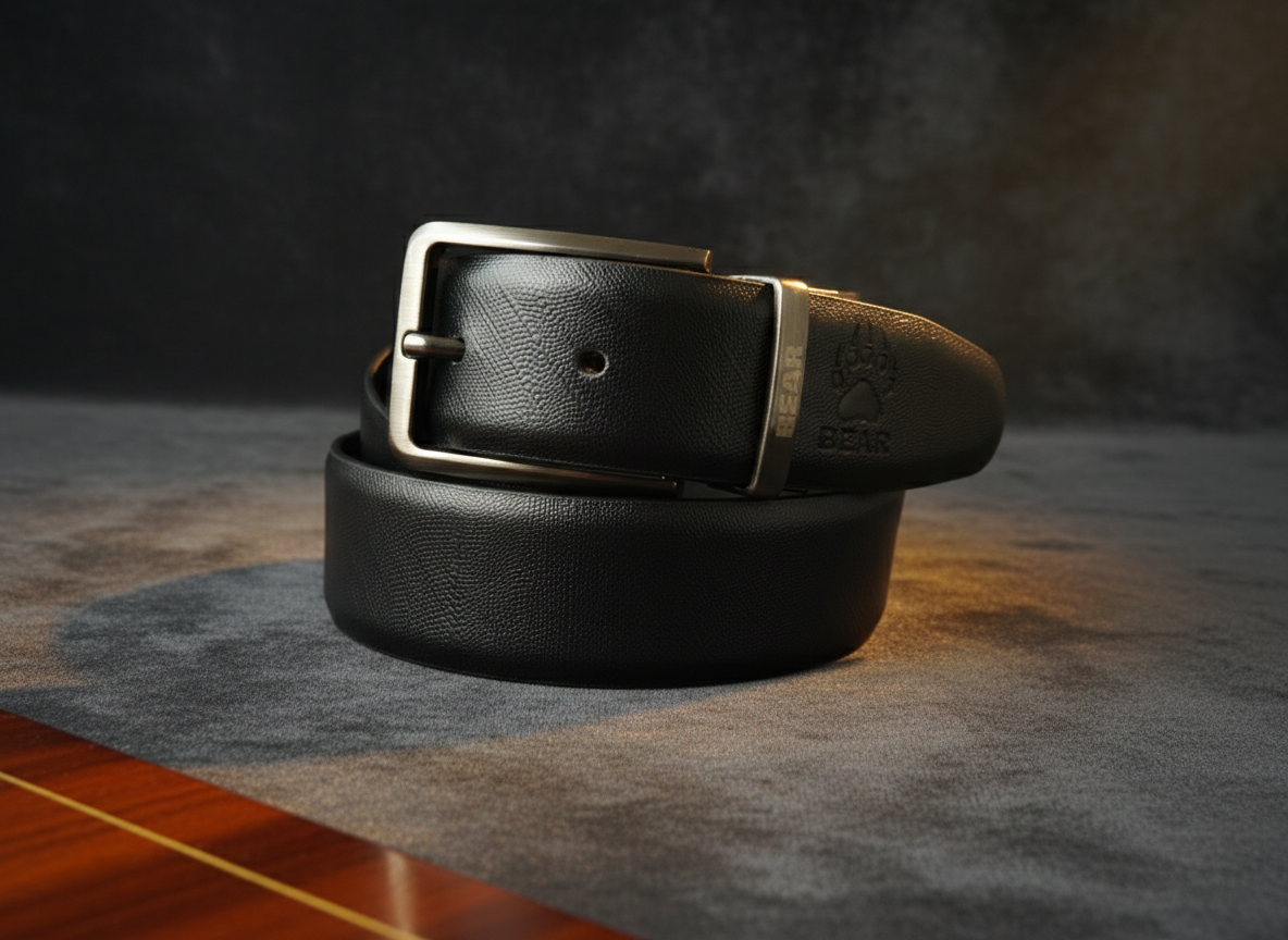 unwatermarked_A1004 BEAR Reversible Leather Belt – Black/Brown - Image 1