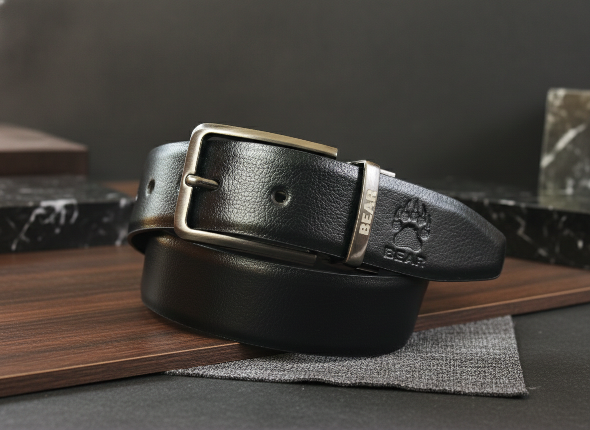 unwatermarked_A1006 BEAR Reversible Leather Belt – Black/Brown - Image 1
