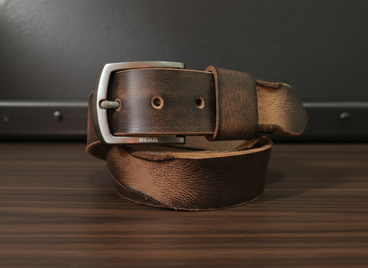 unwatermarked_A3001 BEAR Formal Leather Belt – Brown - Image 1